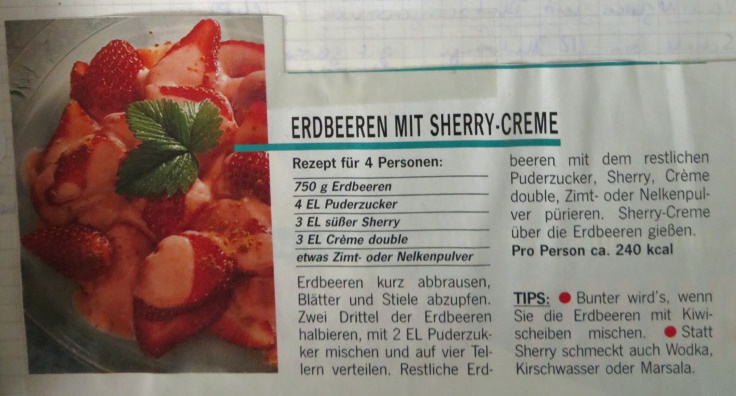 ERDBEEREN MIT SHERRY CREME